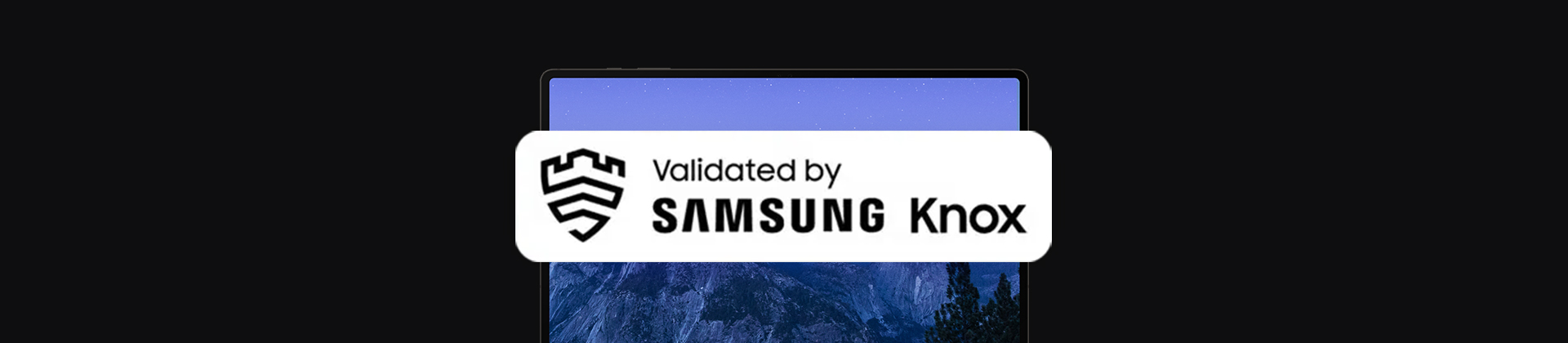 banner z laptopem oraz logo Samsung Knox