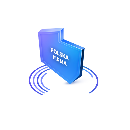 ikona w kształcie terytorium Polski z napisem "Polska firma"