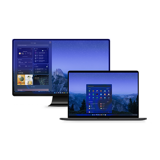 urządzenia Windows, ekran monitora i laptop