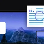 banner z logo firmy Zarys dwa urządzenia mobilne laptop i tablet, ikona dokumentu z lupą