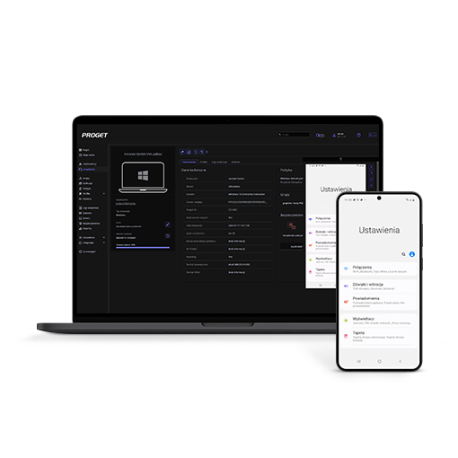 zdalny pulpit Proget Remote, widok na laptopie i telefonie