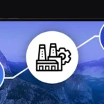 banner z laptopem i ikonami, ikona przemysł, administracja, ochrona