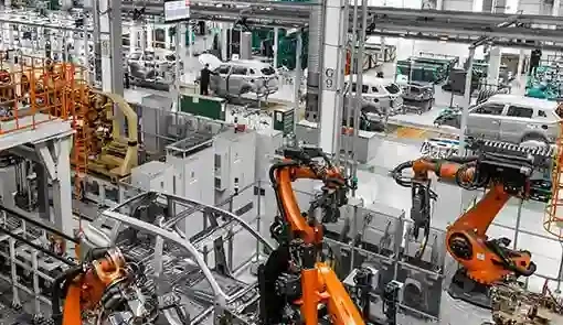 Proget zarządzanie mobilnością dla produkcji, zakład produkcyjny z maszynami