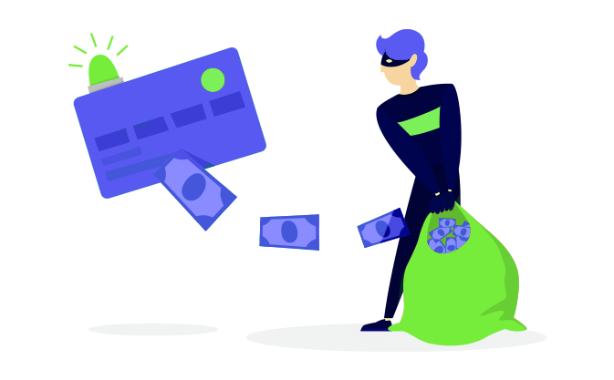 złodziej danych kradnie dane karty