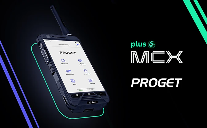 terminal LTE 420 MHz, logotypy Plus MCX i Proget