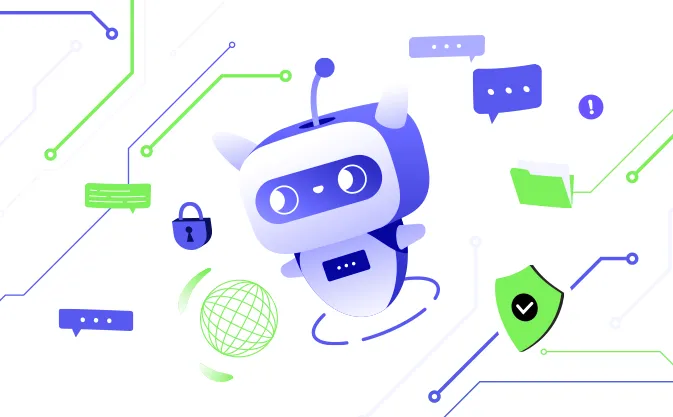 robocik i ikony cybersec