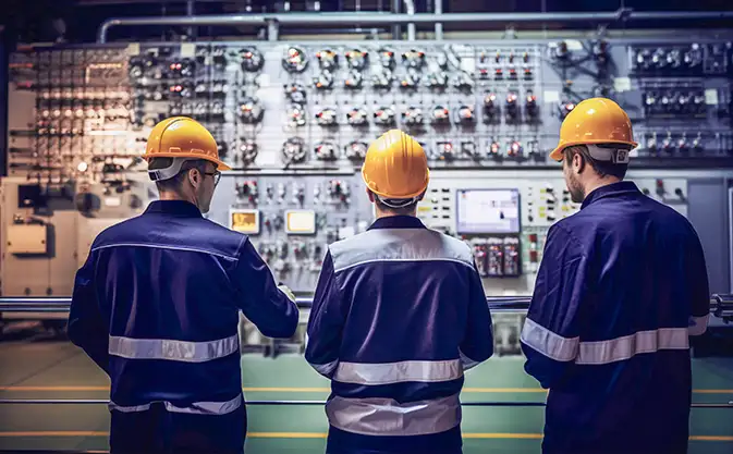 inżynierowie pracujący w elektrowni