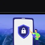 banner z ekranem telefonu i pracownikiem przeprowadzającym audyt