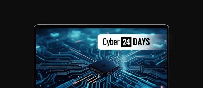 banner z laptopem i grafiką z procesorem, logo Cyber24Days