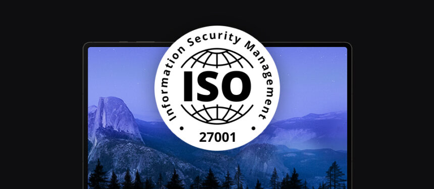 banner with laptop and ISO 27001 logo