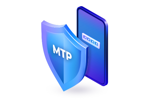 shield icon with the word 'MTP' and password-protected phone