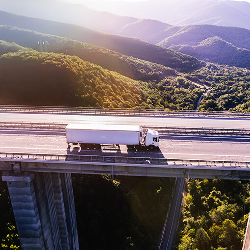 Proget mobility management for transport and logistics, truck on overpass