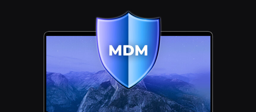 banner with a laptop and a shield icon with MDM written on it