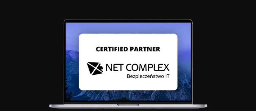 banner with a laptop screen, on it the logo of the company Net Complex and the words 'certified partner'