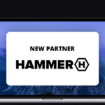 a banner with a laptop screen, on it the HAMMER brand logo and the words 'new partner'