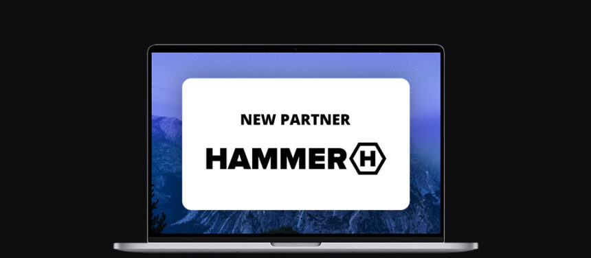 a banner with a laptop screen, on it the HAMMER brand logo and the words 'new partner'