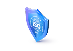 ISO 27001 standard icon on the shield