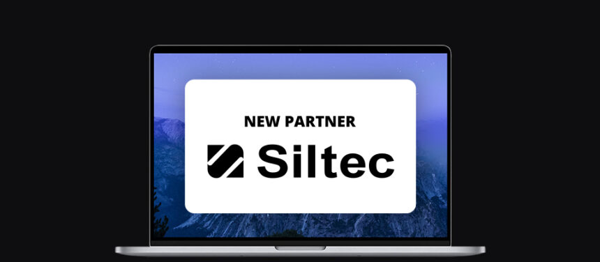 a banner with a laptop screen, on it the Siltec logo and the words 'new partner'