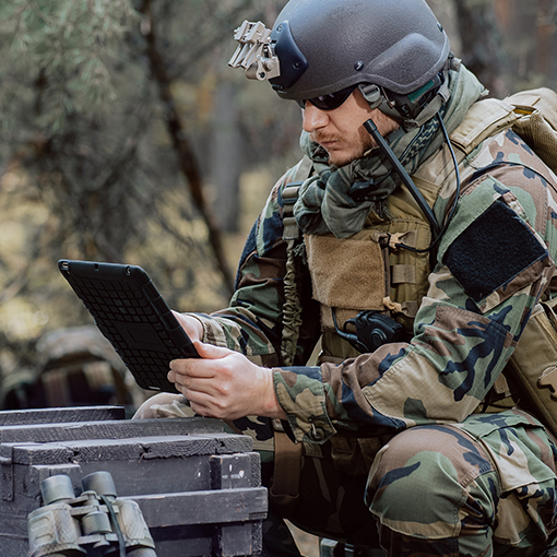 Proget mobility management for military, soldier with rugged device