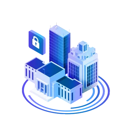 Government buildings and private companies, padlock icon