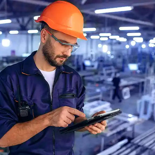 factory worker with tablet