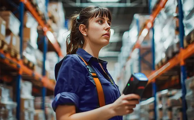 warehouse worker with a scanner