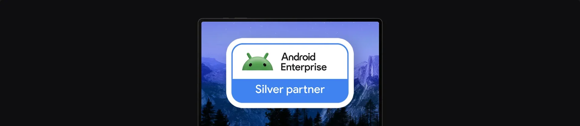 a laptop with the Android Enterprise Silver Partner badge