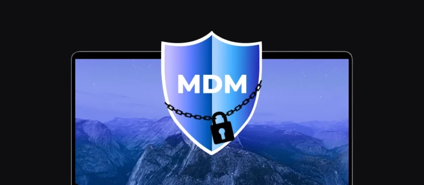 a shield bearing the inscription ‘MDM’, encircled by a chain and a padlock
